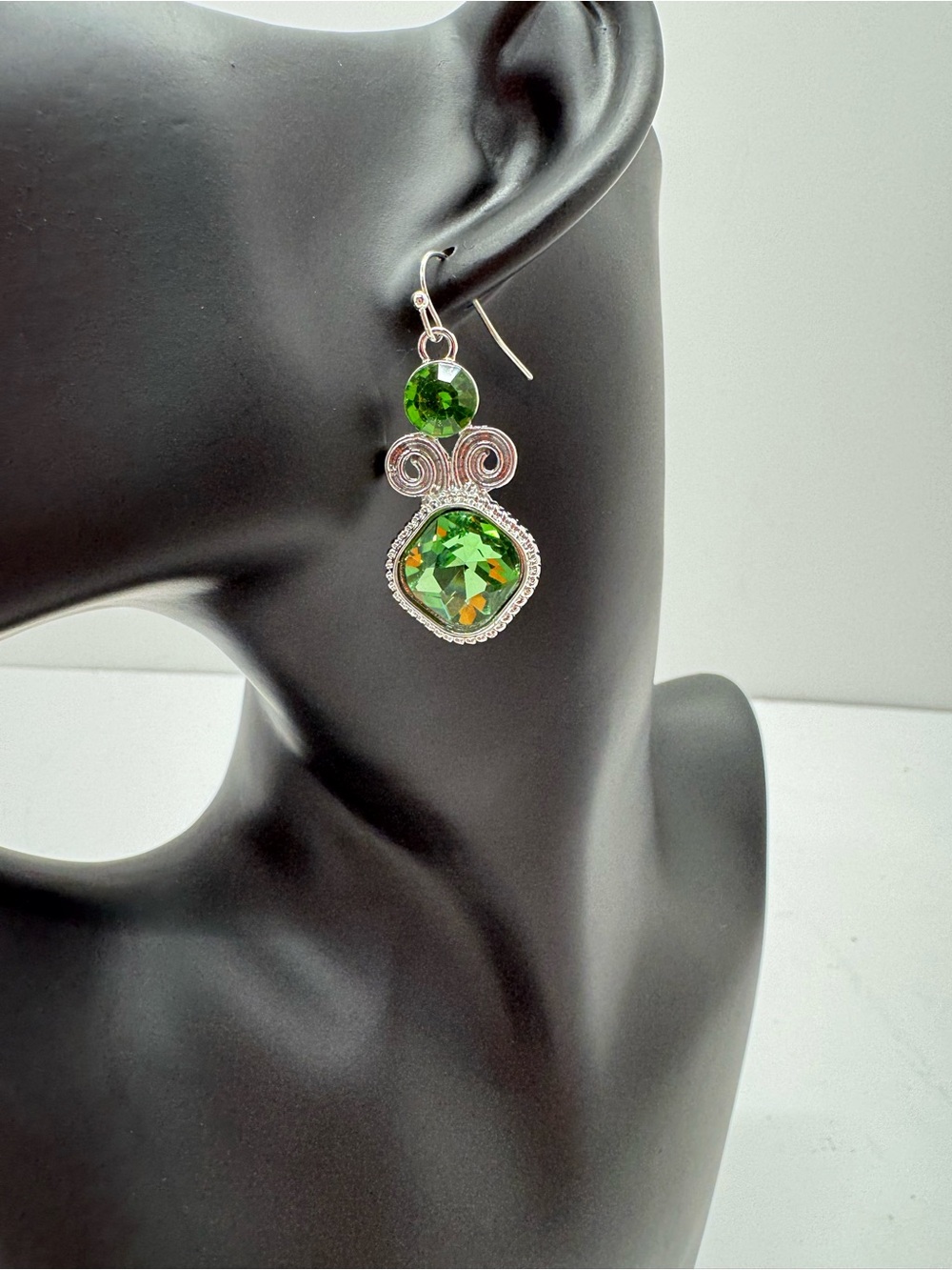 Green Crystal Drop Earrings - Women Jewelry